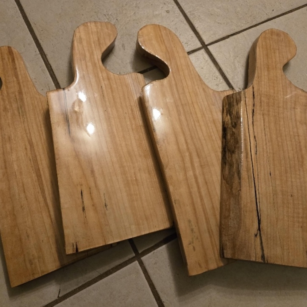 Spalted Maple Wood Chacuterie Board With Resin Top About 15" Long